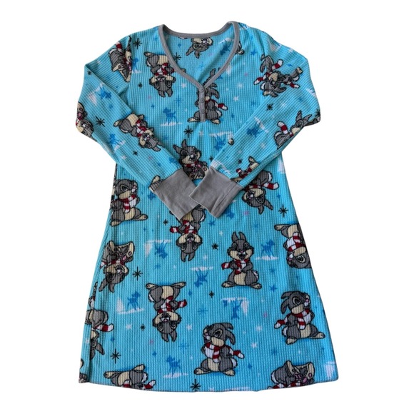 RARE Disney Thumper Y2K Women's Waffle Fleece Nightgown Bunny Sleep Dress Winter - Picture 3 of 7